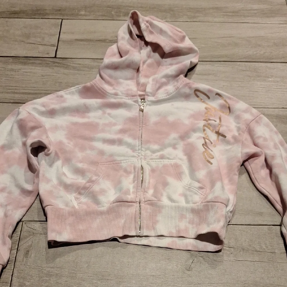🍋‍🟩 Justice Pink And White Tie Dye Sweatshirt🍍